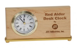 Wood engraved desk clock