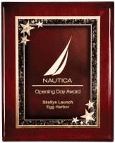 Rosewood laser engraved plaque with star plaque plate award