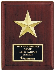 Star Engraved plaque award